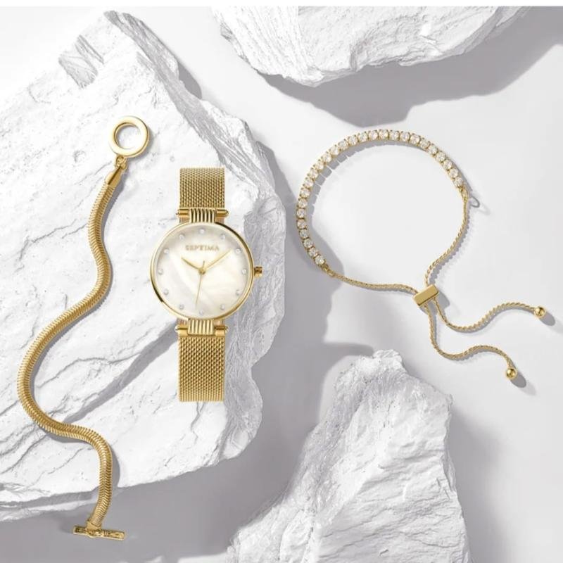 COFFRET MONTRE ET BRACELET DORE