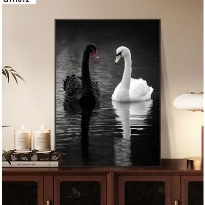 TABLEAU BLACK AND WHITE SWAN GRANDE TAILLE