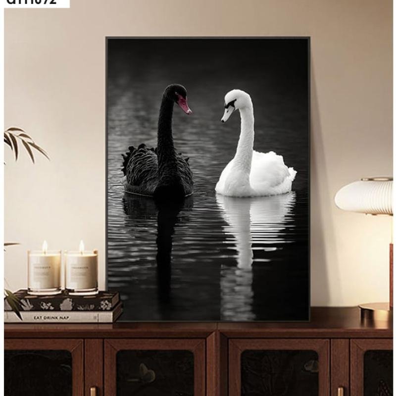 TABLEAU BLACK AND WHITE SWAN TAILLE MOYENNE